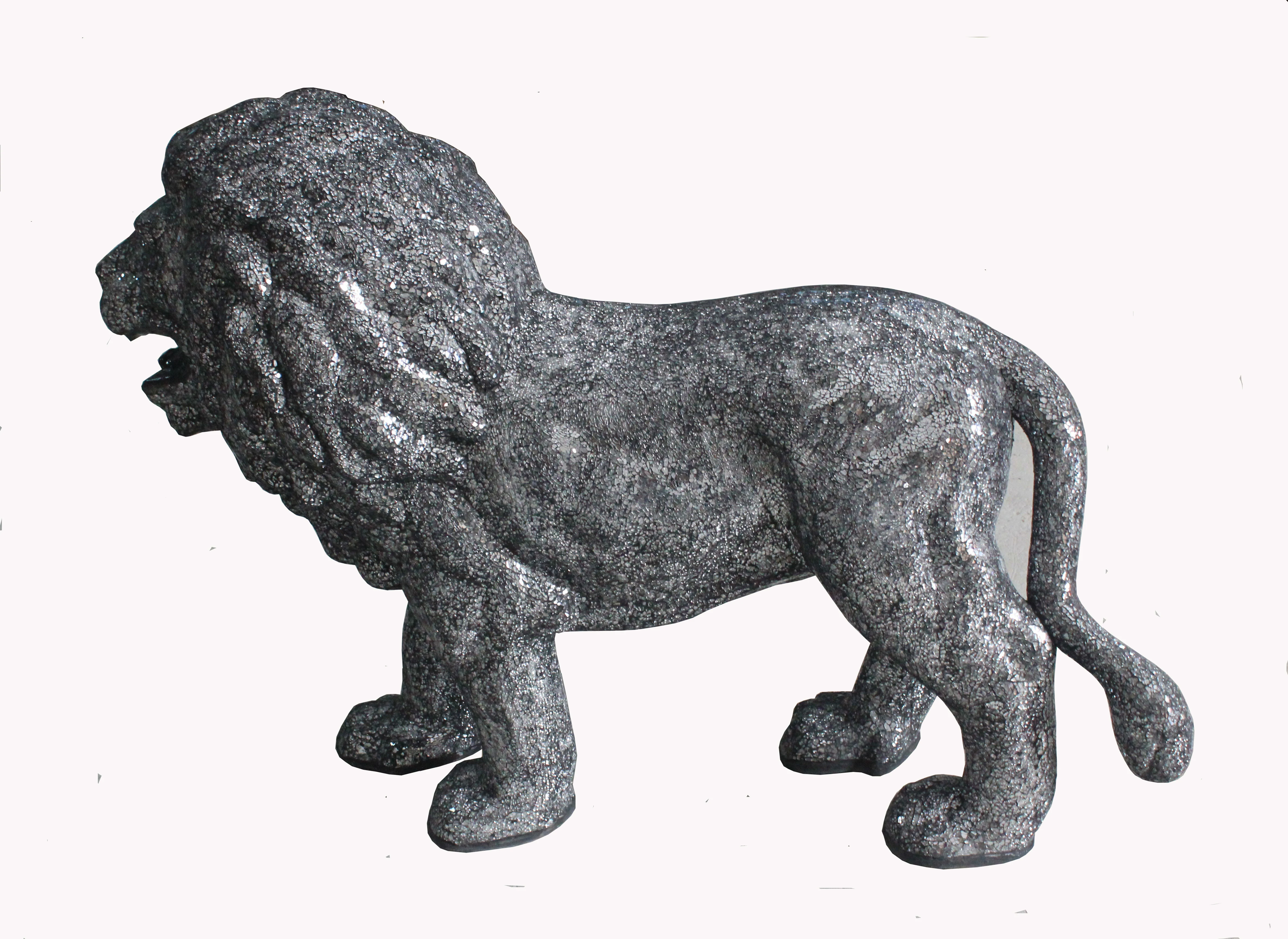 Custom Made Life Size Lion  Statue Realistic Hand Craft Mirror Finish Disco Mosaic Shinny Animal Pop Art Lion Sculpture