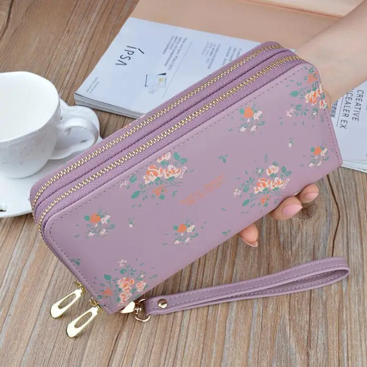 Wholesale New design fashion peal ladies purse wallet double zipper women  long wallets From m.