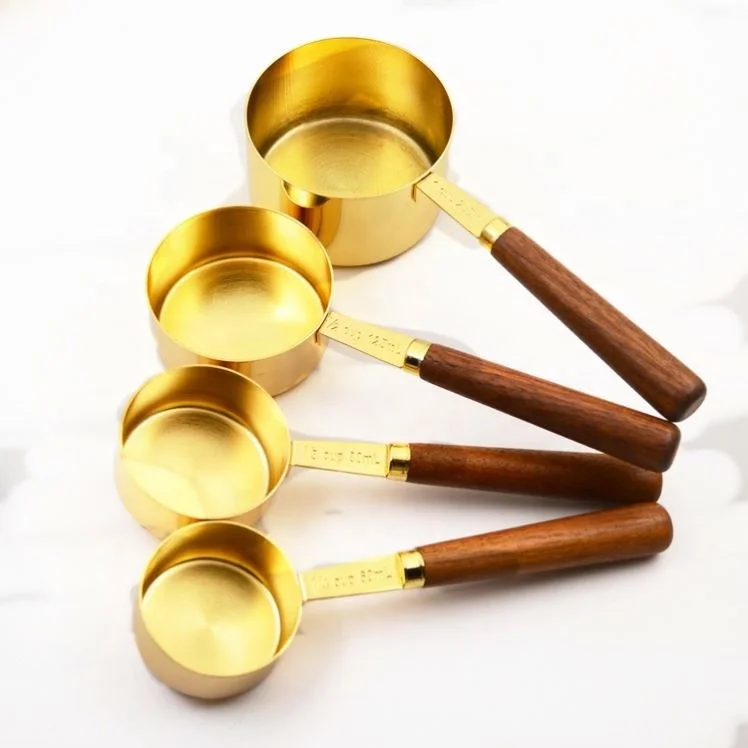 Heavy duty 9 piece stainless steel copper plated rose gold kitchen baking measuring spoon and measuring cup set