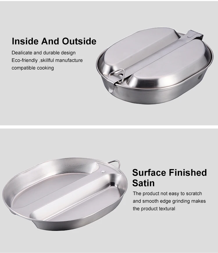 Factory Direct Sale Newly Design Detachable Handle Oval Mess Tin Tiffin Lunch Box Stainless Steel With Lid supplier