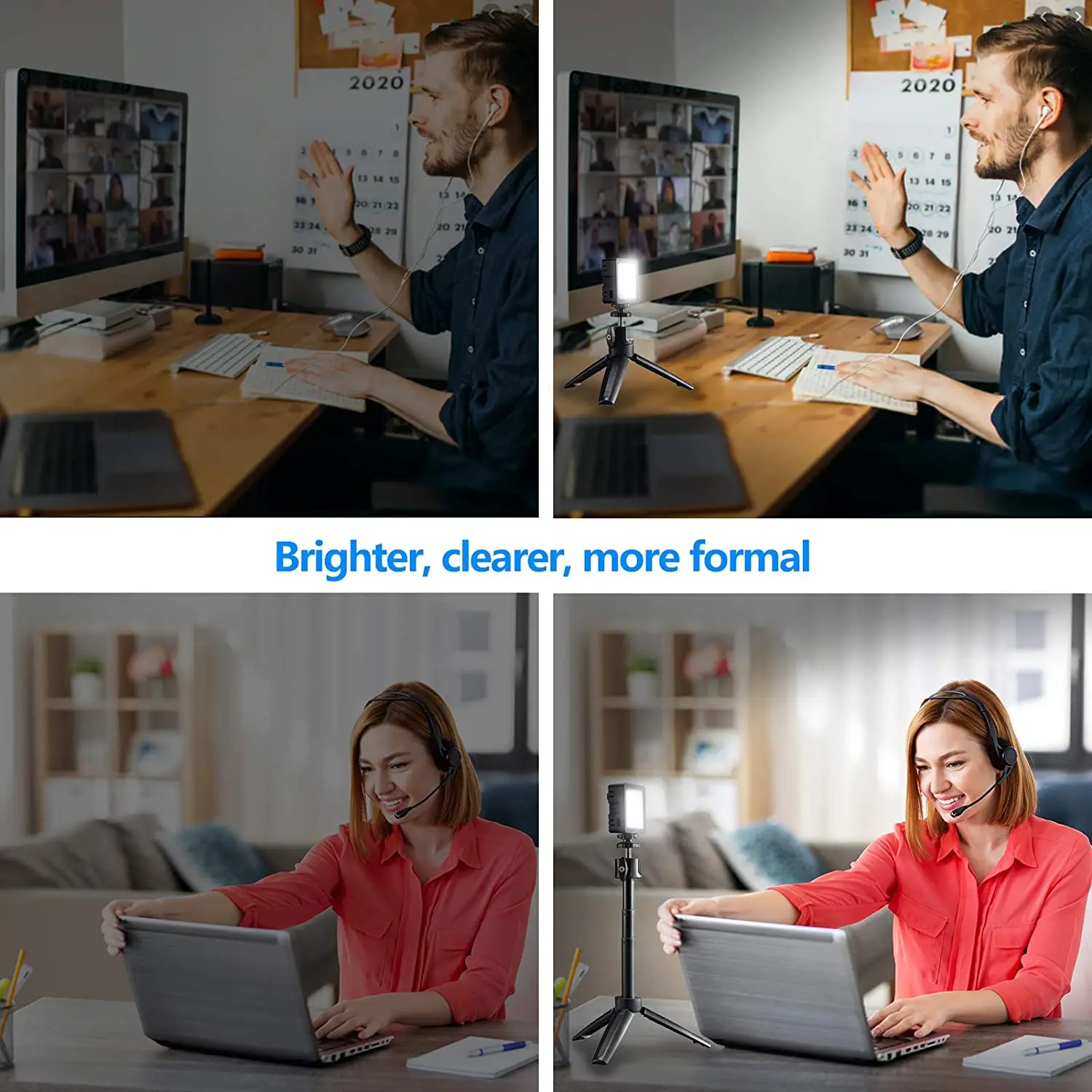 Светодиодное освещение для видеоконференции FLASHOOT со штативом на присоске для компьютера ноутбука увеличение вызовов потоковая передача