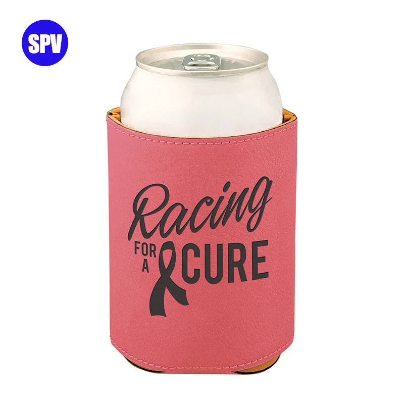 Fashion Birthday's Gift Collapsible Slim Insulated Beverage Beer Sleeve Custom Laserable Leatherette Can Holder