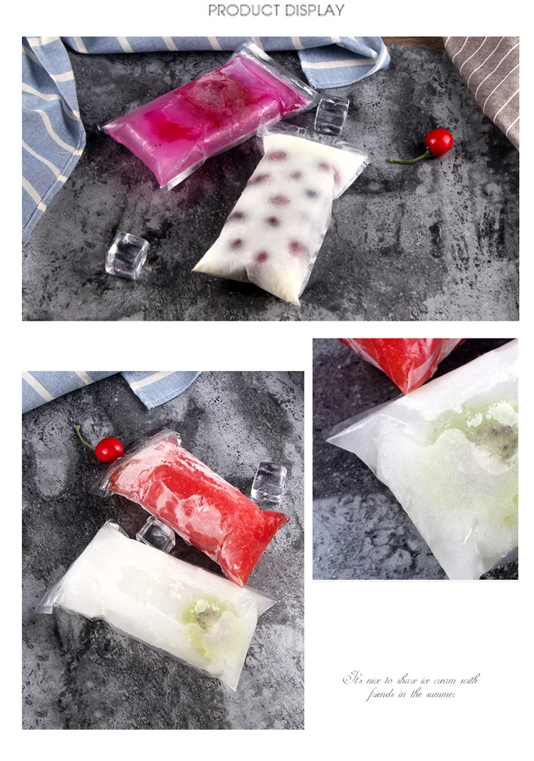 Jijid Transparent Clear Heat Seal Yogurt Food Zip Lock Zipper Freezing