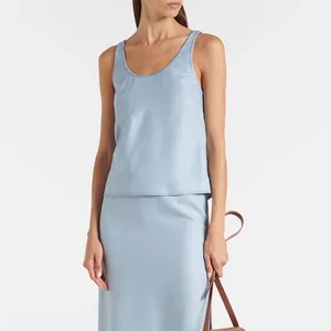 Clothing Manufacturers Custom Spring Summer Autumn Sleeveless Ribbed Knit Shirt Plain Silk and Wool Tank Top