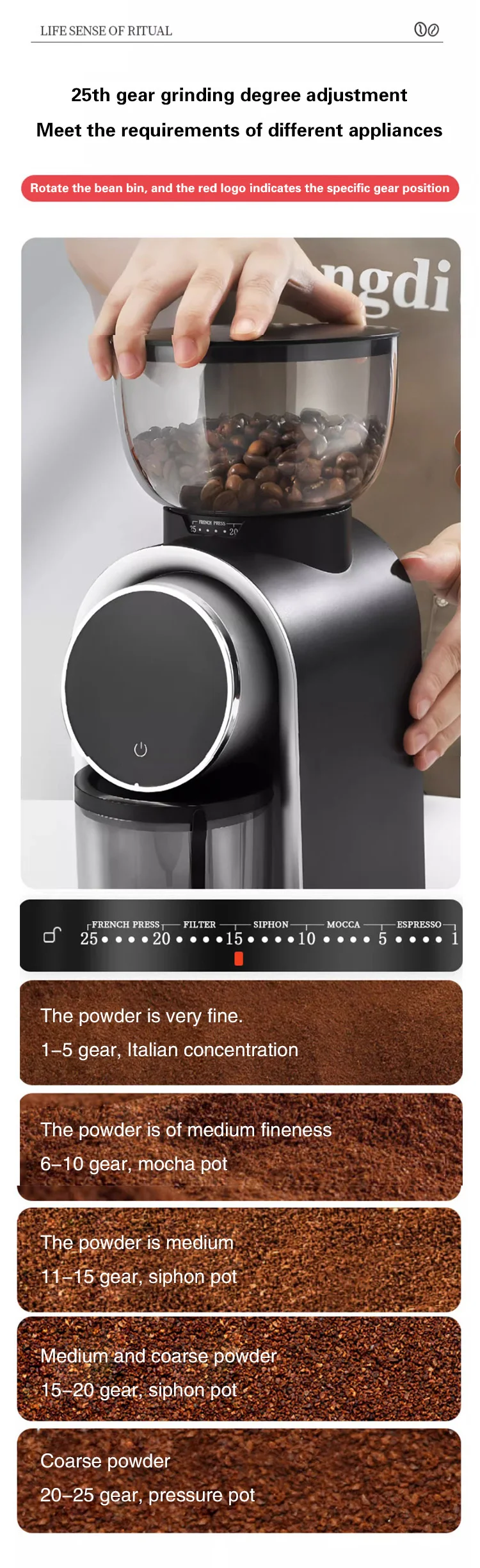 Top Selling Products 2024 Bean Grinder Coffee Maker Burr Grinder With 25level Grinding Degree