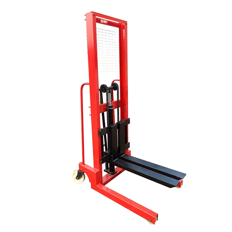 1Ton 2 Ton manual hydraulic forklift Pallet Stacker Operated by Hand Material 14# Joist Steel Hydraulic Manual Pallet Stacker