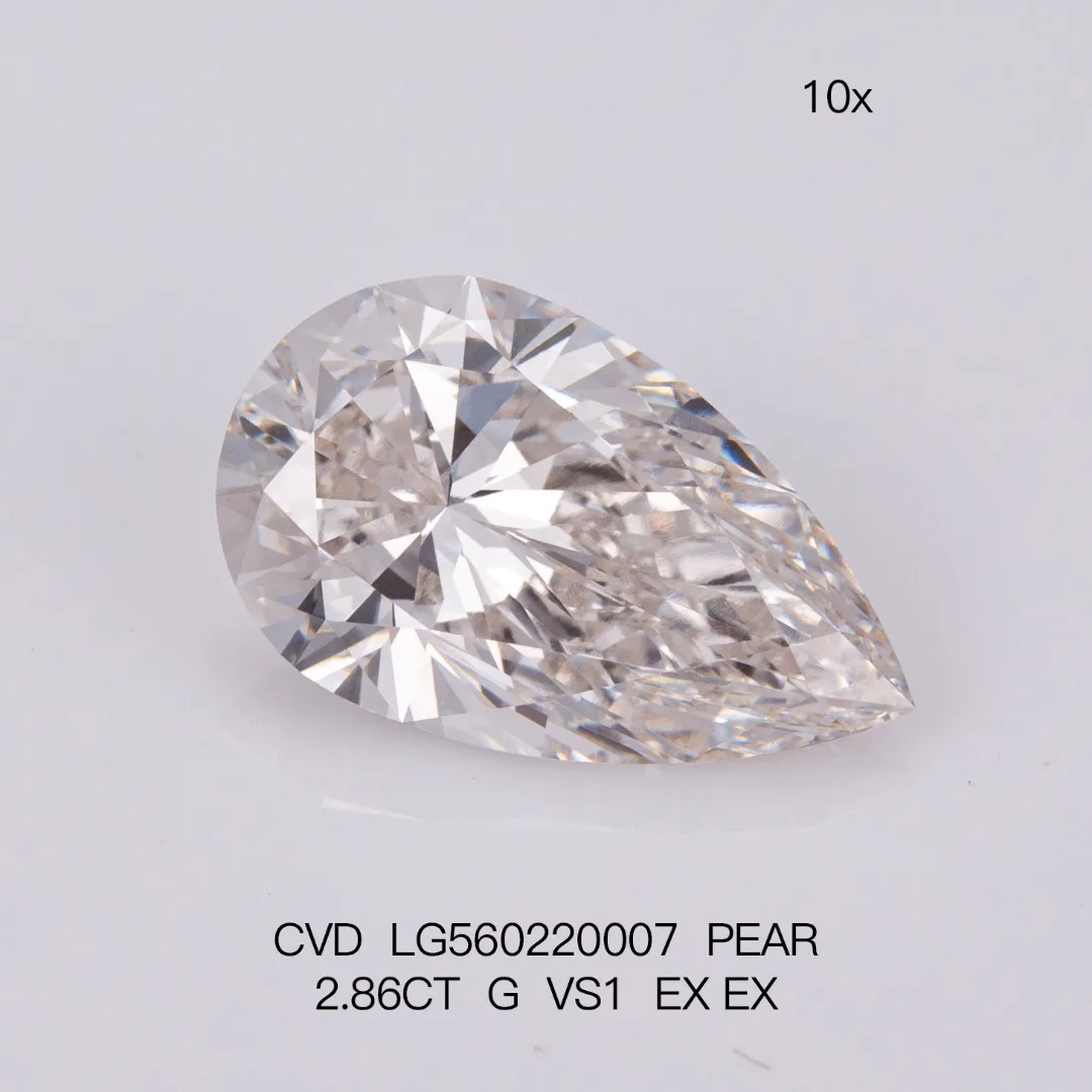 梅西 Gems CVD PEAR 2.86CT G VS1 EX EX Lab Grown Diamond