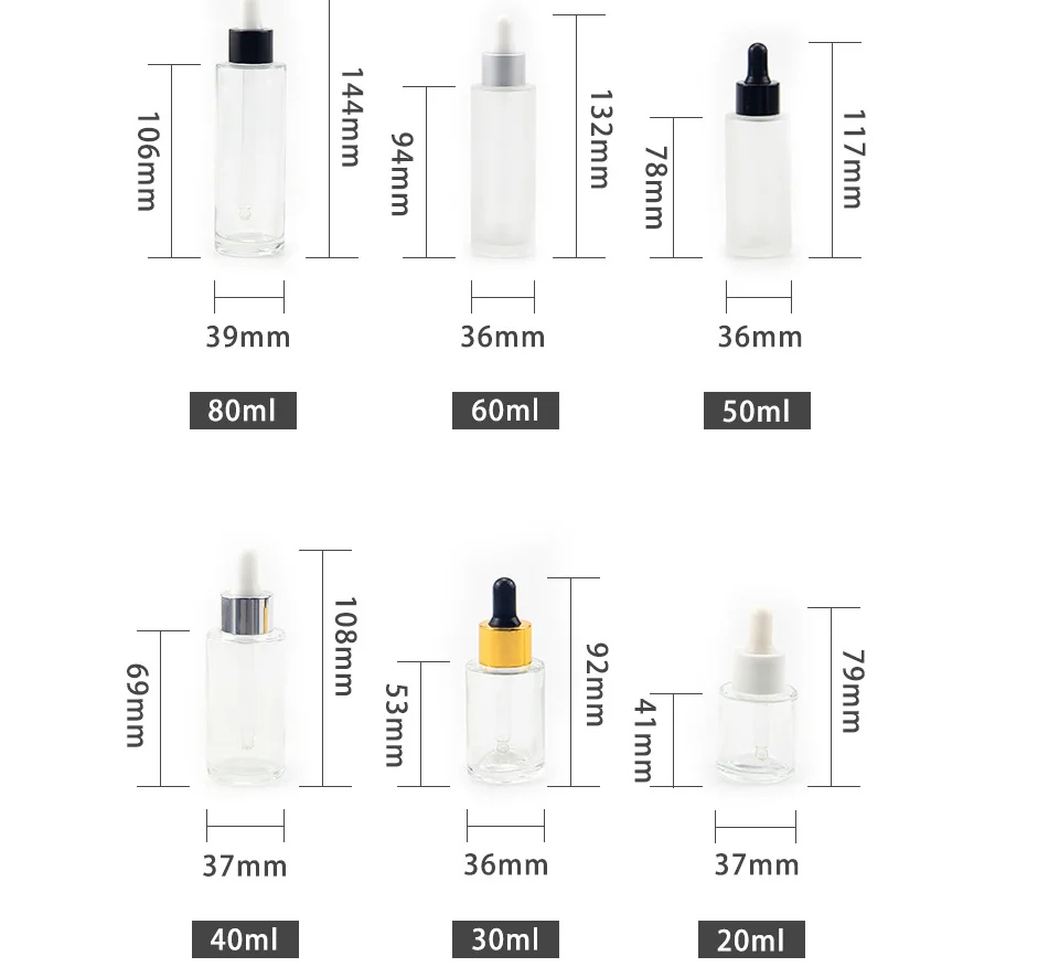 Classical 20ml 30ml Essential Oil Glass Dropper Bottle Frosted Dropper
