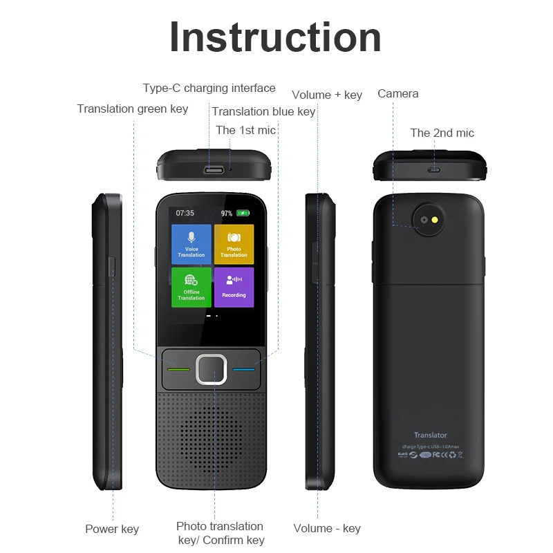 New Interpreter 137 Global Multi Languages Instant Mutual Voice AI Translation Translator Wifi Online Transcribe T10