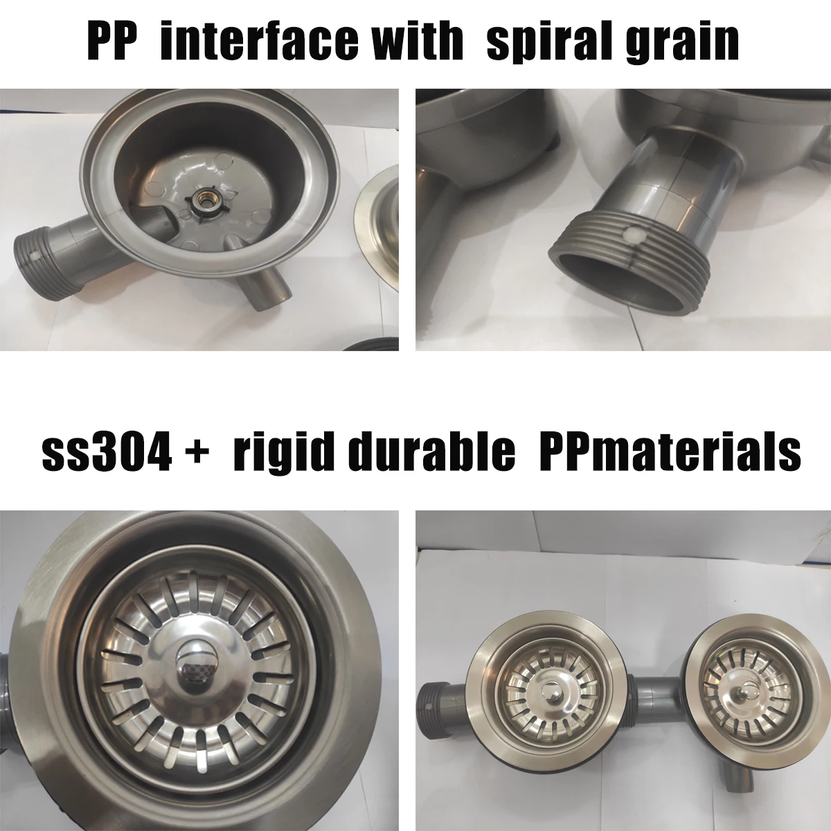 304 kitchen sink strainer with pp material pipe kitchen sink fittings drainer667-1