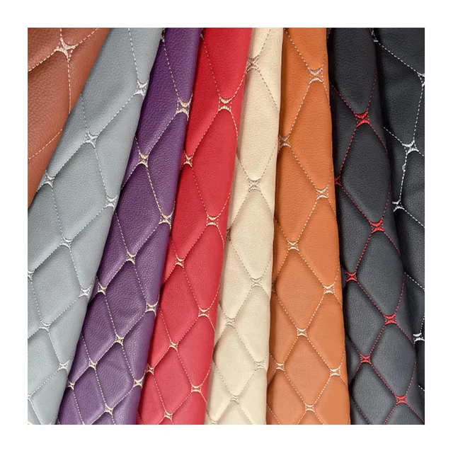 High Quality 6 mm Thicken Foam Embroid Upholstery PVC Car Seat Faux Synthetic Leather for Car Headline Covers Sofa