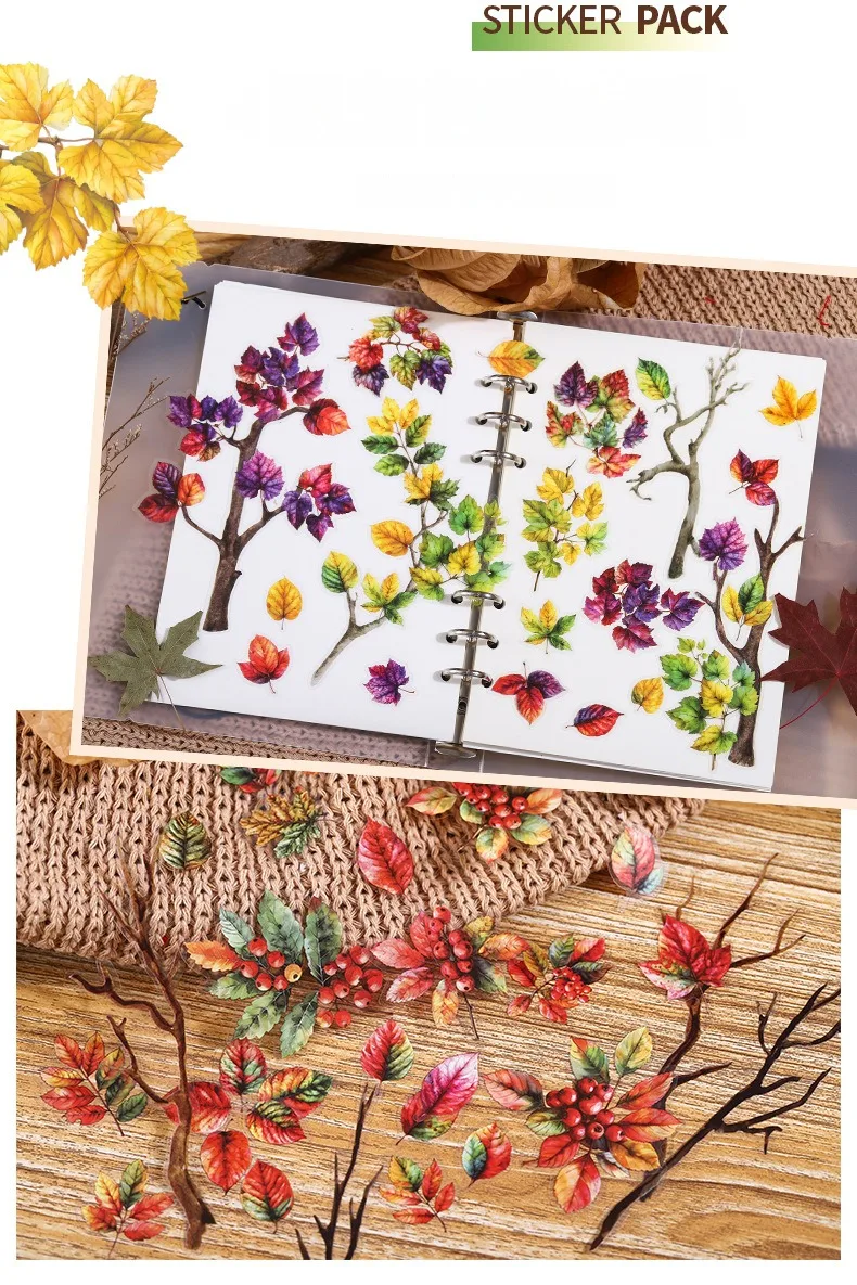25 Stück PET-Aufkleber, Zweige, Blätter, Äste, DIY-Handbuch, Materialien, Paket, Schulbedarf, Scrapbooking, Schnitt 168 x 99 mm – Detail 5