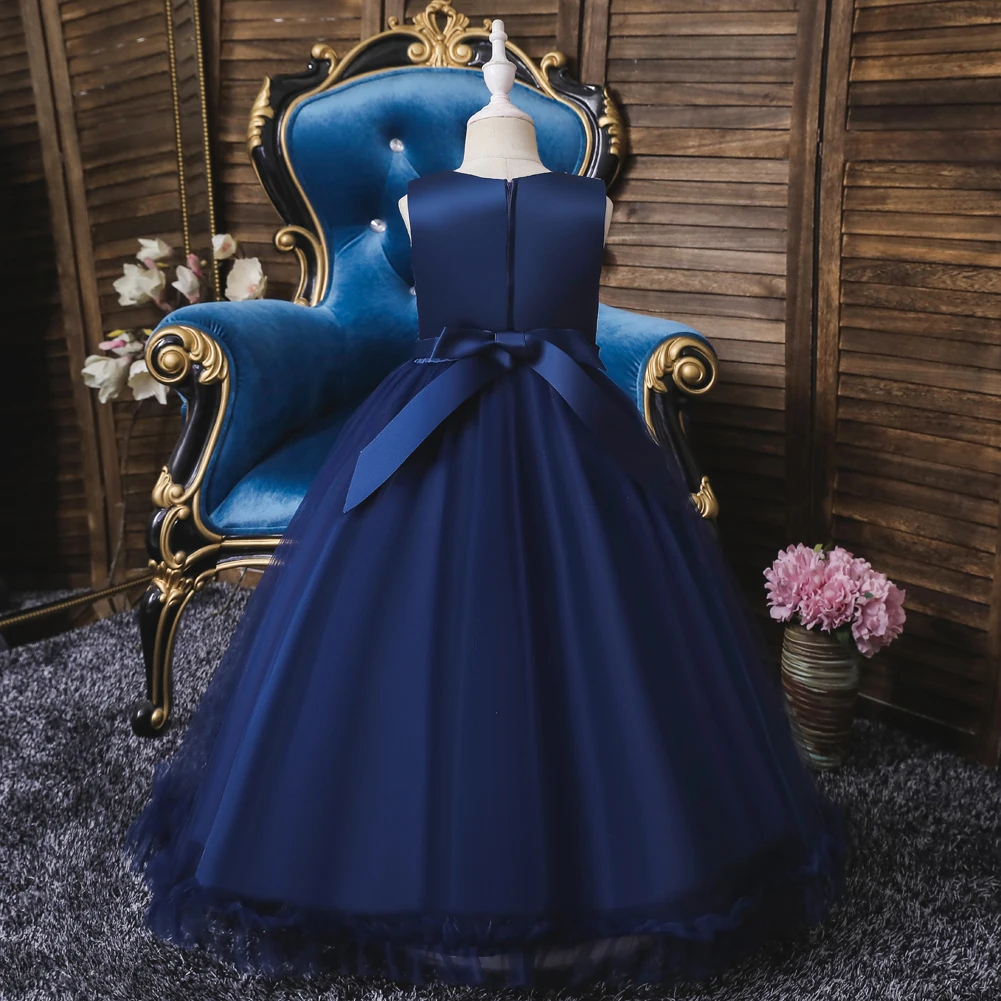 High Quality Princess Party Wear Sleeveless Children Flower Teen Girl  Birthday Dresses for 3-12 Years Old Girls Dress