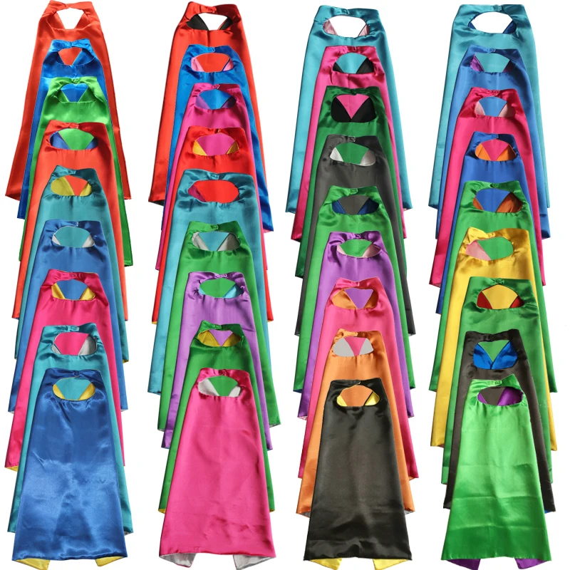 Kids Plain Superhero Capes Reversible Child Cape Birthday Party Favor
