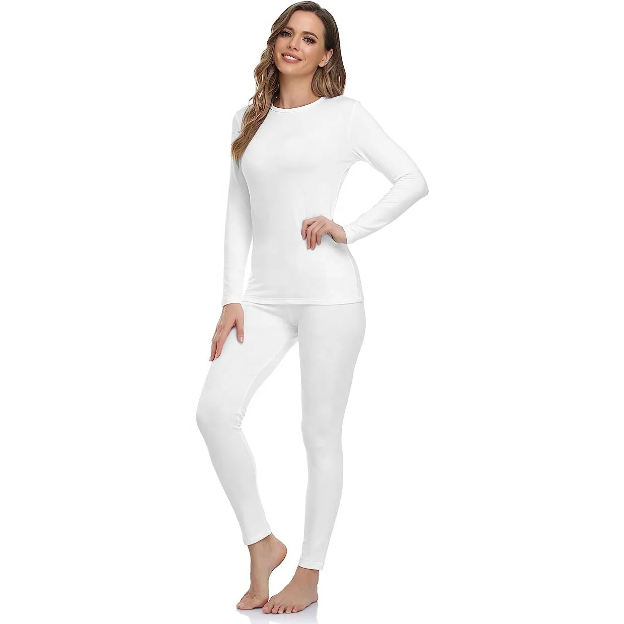 Custom Women's Long Johns Thermal Underwear With Long Sleeve Shirt And