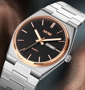 SKMEI 9288 Business Classic Quartz Watch with Glass Dial Waterproof Stainless Steel Band for Men