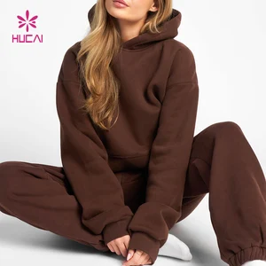 HUCAI Custom logo  Fleece Cotton Polyester Comfortable Soft Heavyweight Women Double Lined Sports Oversized Unisex Hoodies