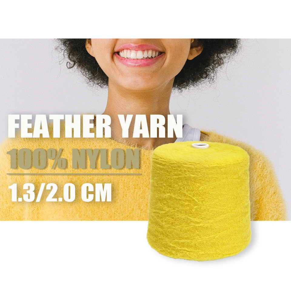 Manufacturers Wholesale Imitation Mink Yarn  1.3CM 13NM/1 100%Nylon Raw White Hank Dyed Winter Sweater