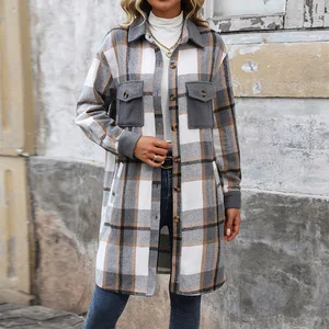 2025 New Women's Clothing Autumn and Winter Leisure Retro Fleece-Back Long-Sleeved Plaid Shirt Lady's Coat Leisure Women's Wear