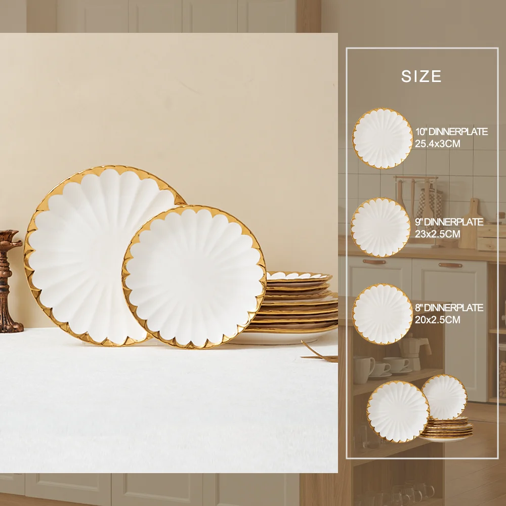 White 10.5-Inch Ceramic Dinner Plate Customizable Single Piece Loose-Packed Charger Tableware