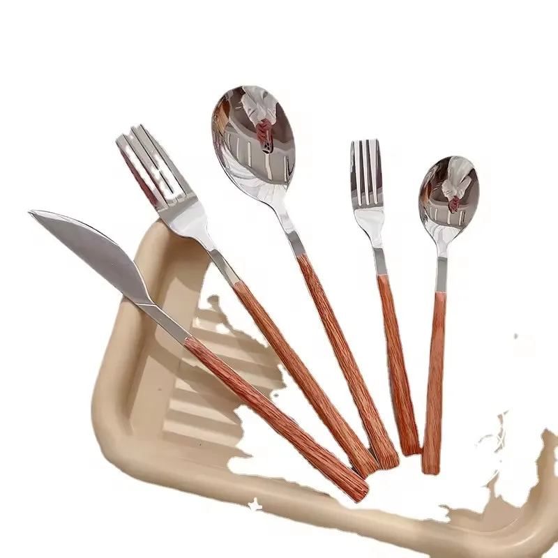 ステーキナイフ&フォーク 4点セット ポリウッド ステンレス トラモンティーナ （ TRAMONTINA 食洗機対応 ナイフ フォーク セット  カトラリー ペア 波刃 ステーキ 肉 メイン料理 ディナー 丈夫 耐衝撃 使いやすい ウッド 木 おしゃれ ）: リビングート ANA  Mall店｜ANA ... ステーキナイフ フォーク クリエイティブなウエスタンステーキナイフフォークスプーンセット レストランや家庭用に最適