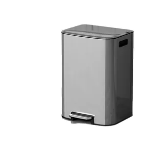 Large Capacity Commercial and Household Stainless Steel Trash Can with Foot Pedal Hotel Office Kitchen Lid Over 60L New Design