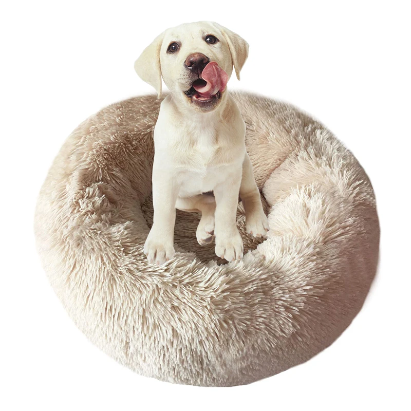 Dog supplies small chew proof donut plush dog removable doughnut luxurious cat pet beds