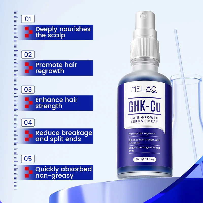Private Label Oem AHK-Cu GHK-Cu Copper Peptide Hair Growth Serum Spray  Hair-Loss Regrowth Treatment Ghkcu Ahkcu Hair Serum