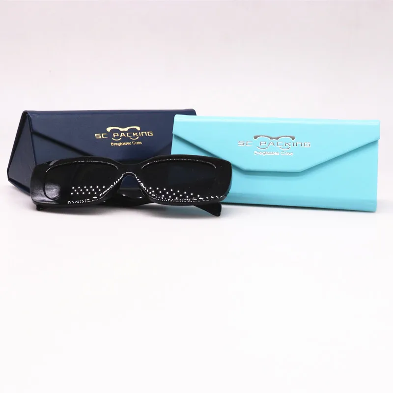Folding Frosted Triangle Glasses Box Handmade Waterproof Pu Leather Sunglasses Box High-grade Folding Storage case Iron Sheets