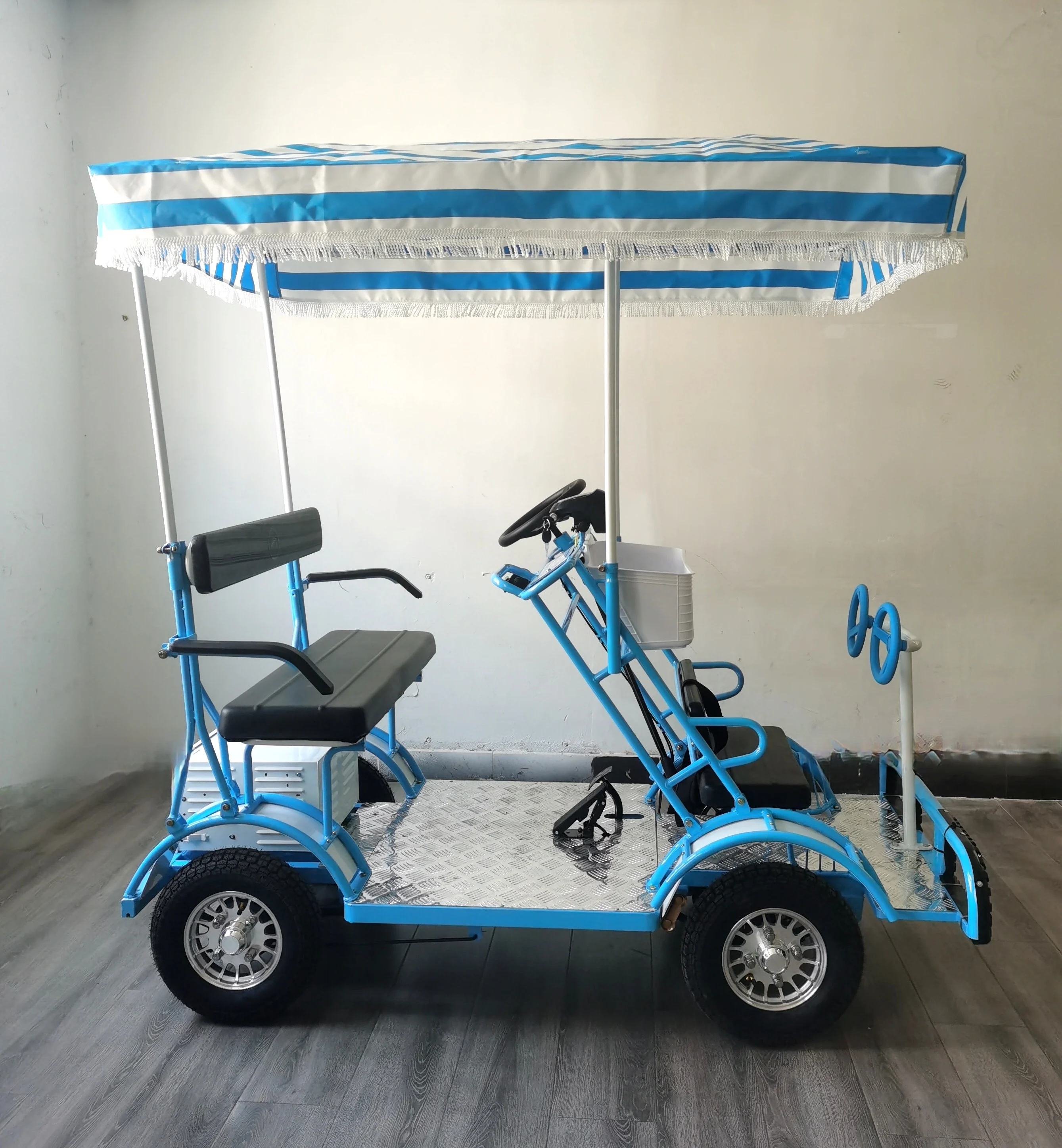 Park Seaside 48V 32A 1200W Four-Wheel Electric Tandem Bike for Adults Car  Sightseeing 2 Seaters 4 Wheel Lithium Battery Bike