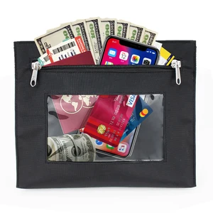 Promotional Custom Waterproof Polyester Clear Zippered Letter Keychain Security Money Cash Pouch Wallet Bag