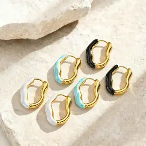 Hot Sale Geometric Wave Ear Cuff Stainless Steel Earrings Wholesale Gold Color Fast Shipping Bulk Order for Women