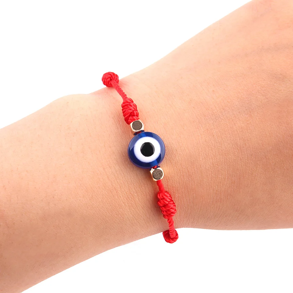New Arrival Red String 7 Knot Blue Evil  Eyes Bracelet Handmade Black Rope Woven Blue Evil Eyes Bracelet for Women