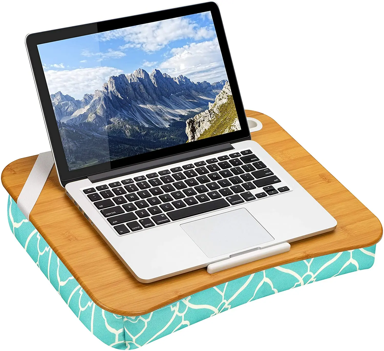 Hilier Bamboo Lapdesk Laptop Stand with Detachable Cushion Pillow Pad 