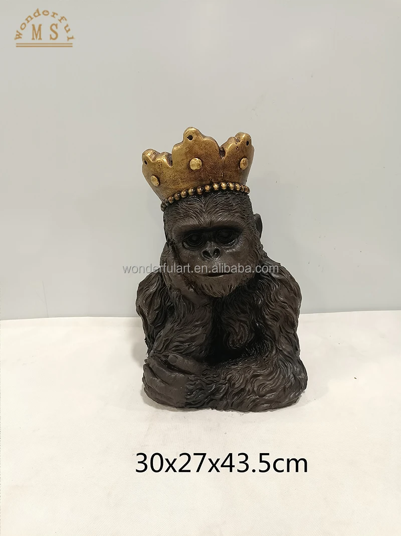 Monkey sculpture polyresin animal resin crafts ceramic gold monkeys statue polistone figurine home decoration