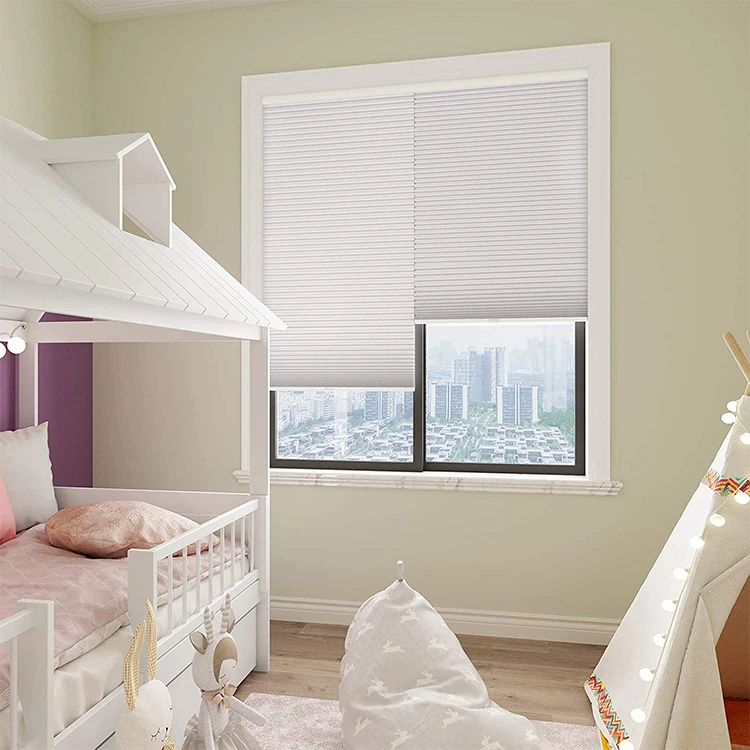 China Factory Sunscreen Curtain Children Safety Cordless Pleated Cellular Fabric Shades