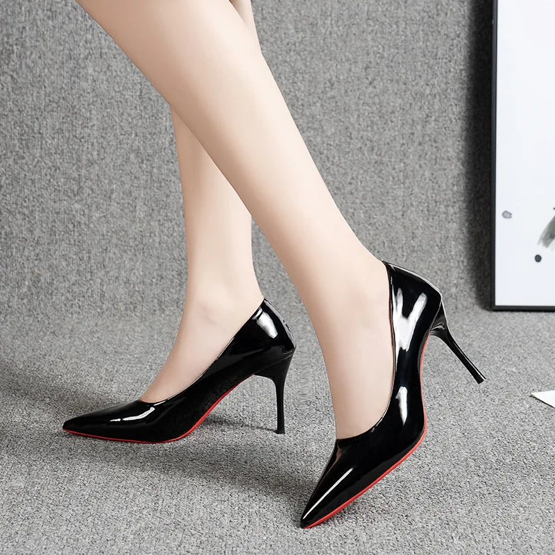 Very Popular Women's Black High Heels Red Bottom Heels Plus Size Office