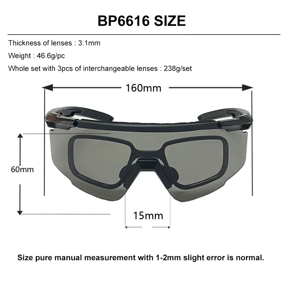 High Quality Eye Protection Shooting Glasses Interchangeable Tactical