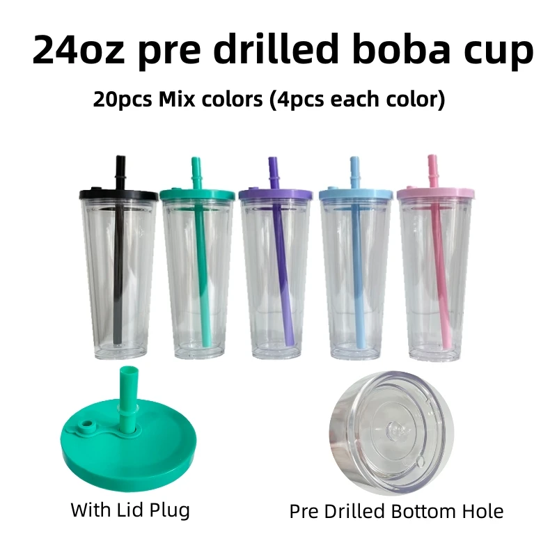 Clear Tumbler with Colored Lid - 24 oz.