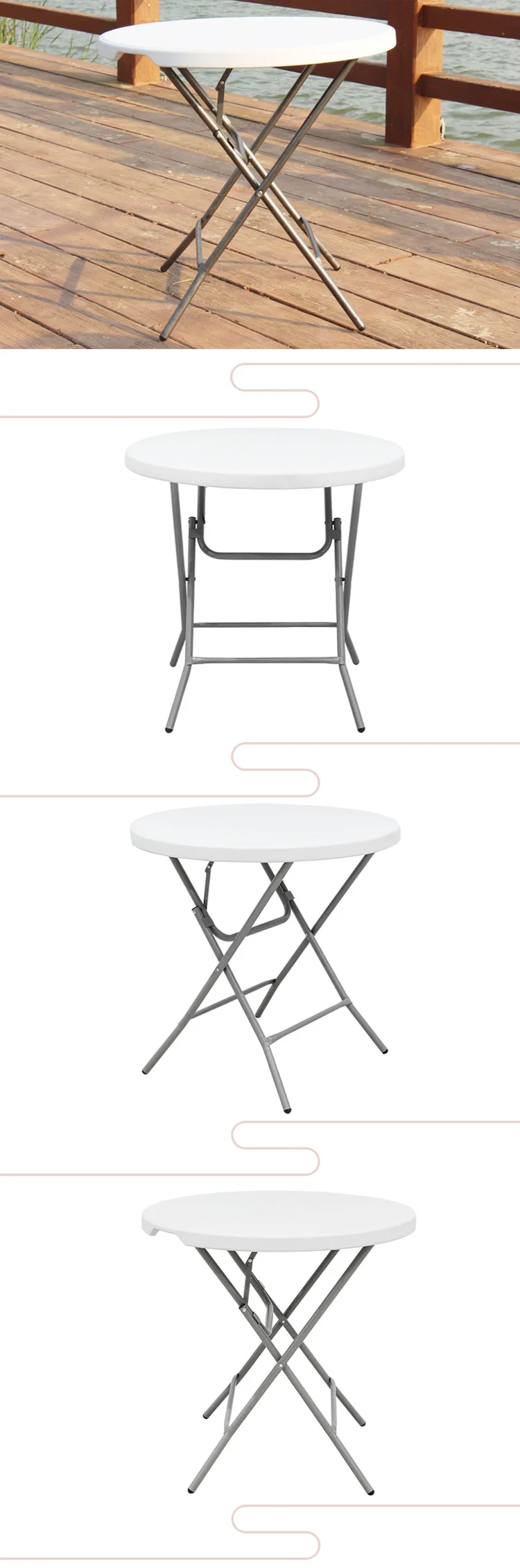 Portable Folding High Top Bar Table White Plastic Bar Height Folding