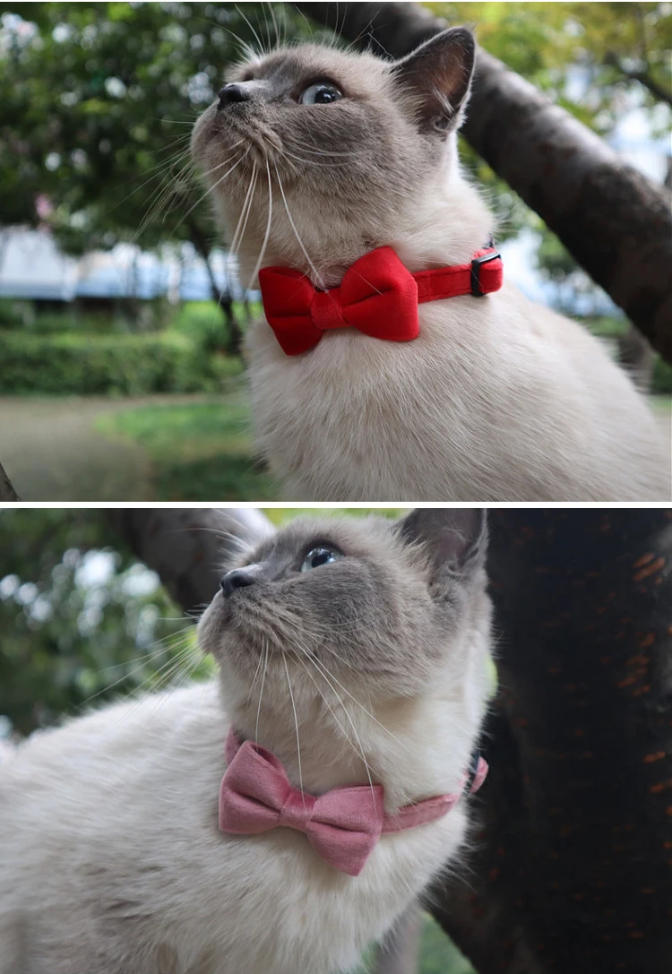 Cute Velvet Cat Bow Tie Collars Good Quality Flannel Bow Tie For Cats
