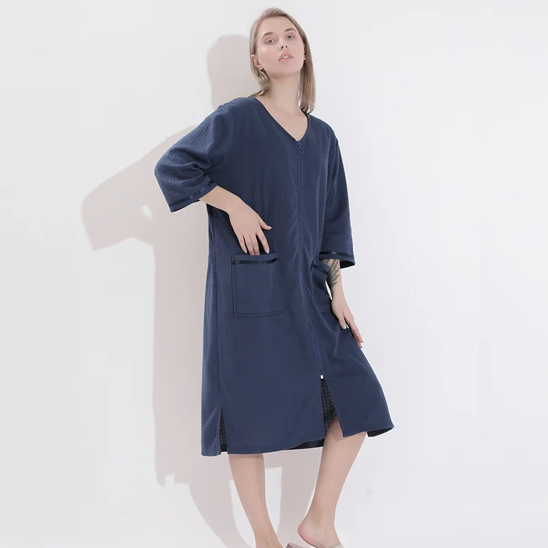 夏のメンズジッパーフロントナイトドレス軽量ワッフルバスローブワンピースパジャマメンズホームウェアユニセックス Buy ジッパーナイトガウン Product On Alibaba Com