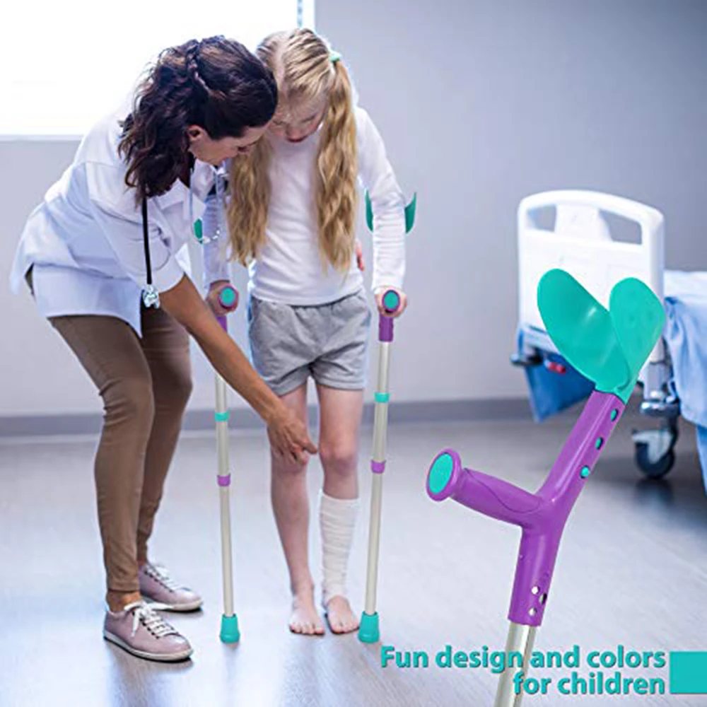 Foldable Crutches Elbow Crutches Aluminum Bi Material Parts For Kids Children