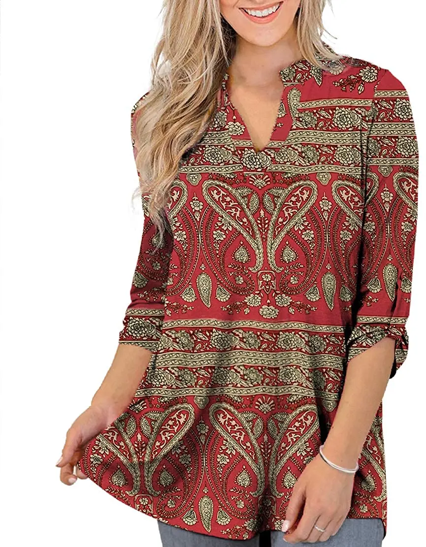 Printed Design 3/4 Sleeves women Crape Kurti Tunic tops With Gold Foil A162A 