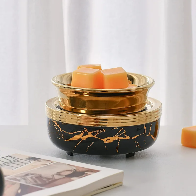 Ceramic Gold And Black 2 In 1 Fragrance Oil Warmer Electric Wax Warmer