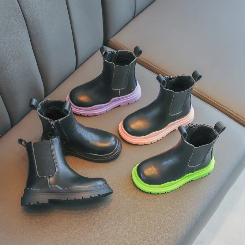 2021 осень зима модные высококачественные детские короткие ботильоны для девочек Детские Ботинки Martin из искусственной кожи на молнии толстые детские ботинки для девочек