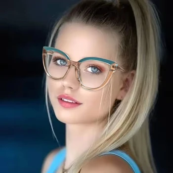 Big Fashion Retro Anti Blue Light Cat Eye Glasses For Women Vintage Ladies Clear Eyeglasses Trending Wholesale