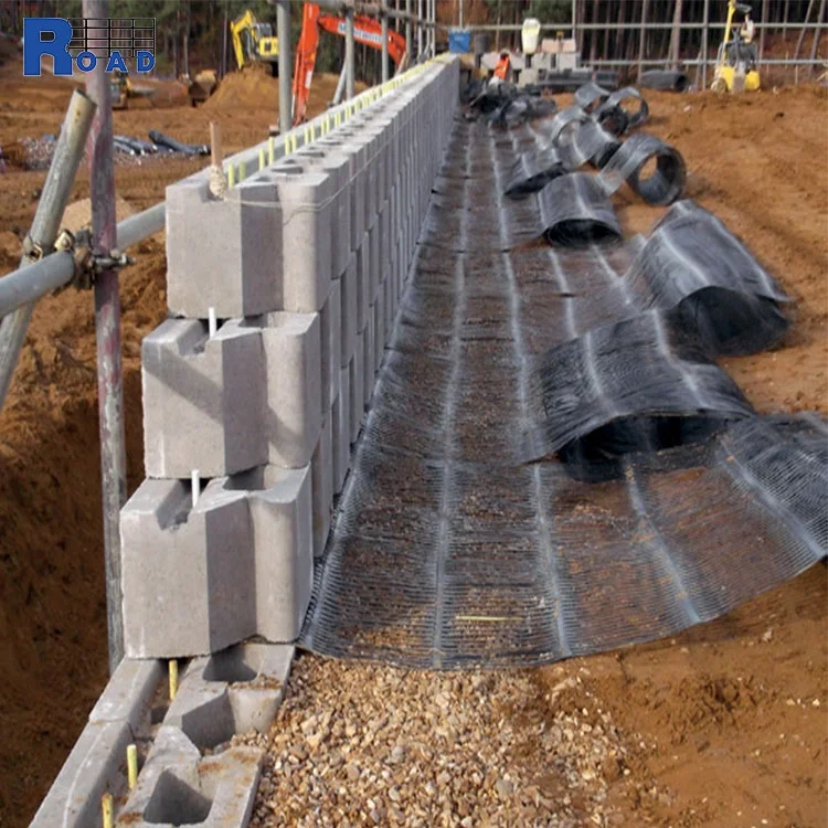HDPE Uniaxial Plastic Geogrid Roll with PP Fiberglass Effective for Roadbed Retaining Wall Reinforcement in Earthwork Projects