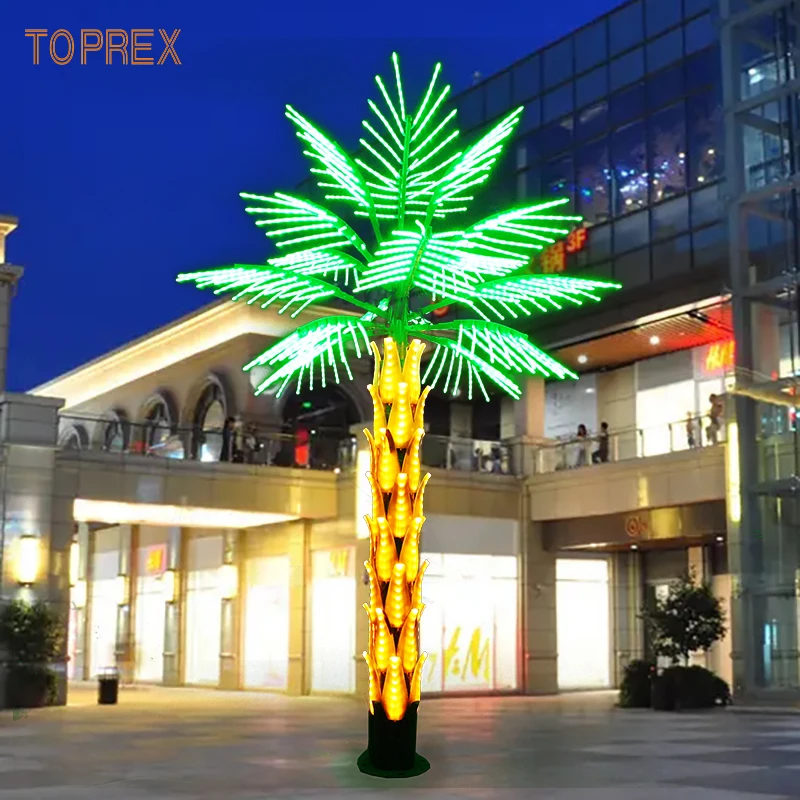 Palme illuminate a energia solare per patio esterno, bar piscina ponte decorazioni per esterni, luci LED artificiali per cortile tropicale festa di Natale