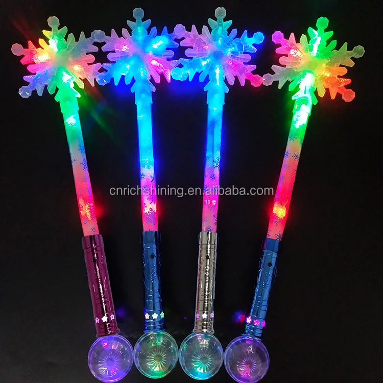 RICHSHINING Environmental Friendly Led Snowflake Flashing Wand Cheer up Fairy Magic Sticks for Party Christmas Decoration